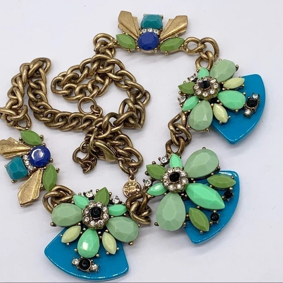 J. Crew Blue & Green Jeweled Necklace - Picture 1 of 3